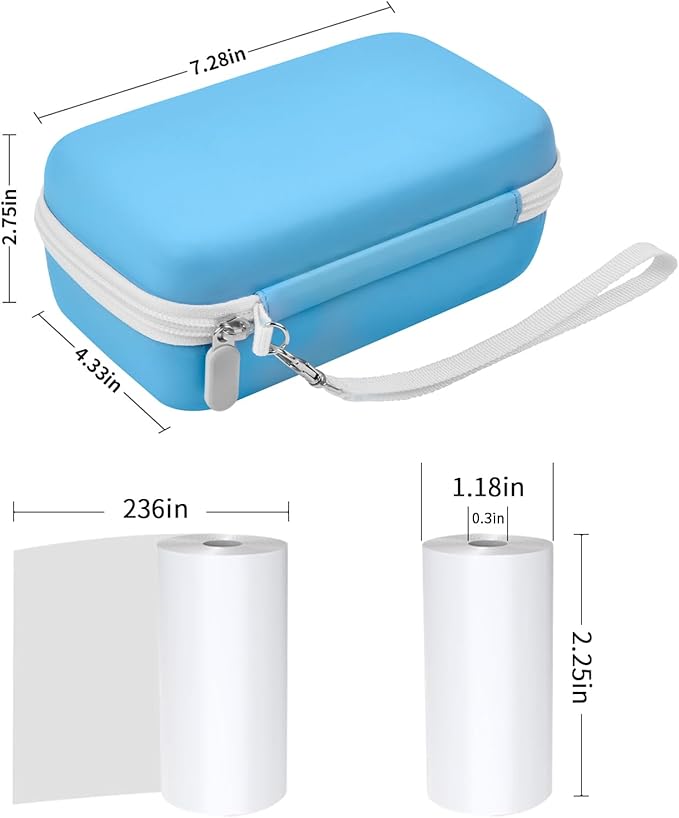 Grapsa Kids Instant Print Camera Case and 3 Rolls Instant Camera Refill Print Paper -Blue