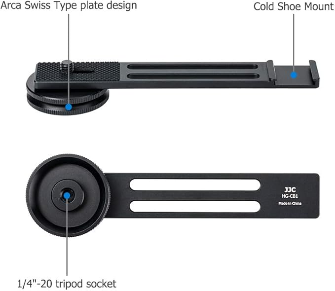 JJC Metal Cold Shoe Mount Bracket Extension Bar for Sony RX100 VII A6400 A6100 A6600 Canon G7X Mark III EOS M6 Mark II GoPro Hero DJI OSMO Action Camera & Cell Phone to Add Mic, Arca Swiss Type Plate