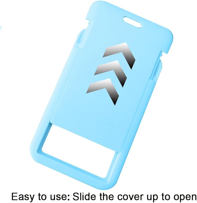 Larpur 3pcs ID Badge Holders Vertical Card Case Protectors Plastic Work ID Badge Name Tag Holders for Office, School, Factory, Sky Blue
