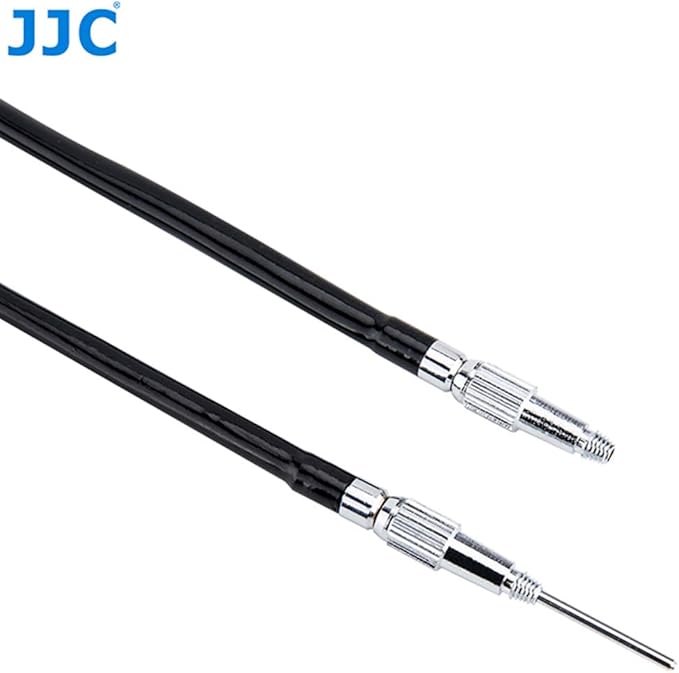 JJC TCR-40S Silver 40cm Threaded Cable Release, Mechanical Shutter Release Cable, Bulb-Lock Design for Long exposures