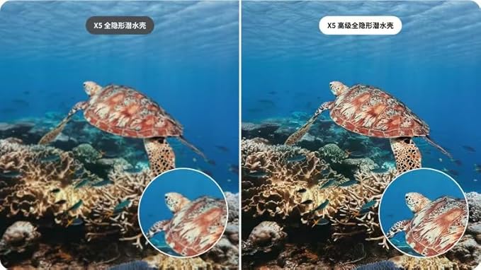Premium Invisible Dive Housing Case for Insta360 X5, Waterproof Up to 60M/197ft Invisible Underwater Photography Housing, X5 Protective Cover Shell with Bracket Accessories
