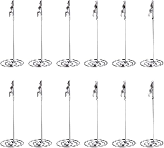 Artliving 12pcs Place Card Holder Memo Holder Clip Photo Holder Table Number Holder Sliver