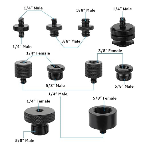 CAMVATE 19PCS Camera Screws Mount Set 1/4,3/8,5/8 Converter Screws Adapter for Tripod/Monopod/Microphone/Flash Light/Quick Release Plate