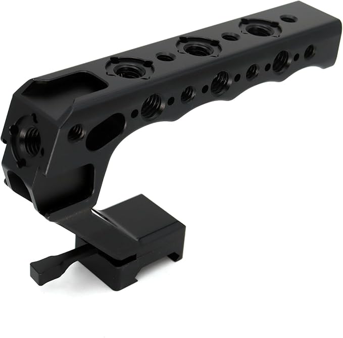 SZYingXian NATO Top Handle, Quick Release NATO Grip with 4 Cold Shoe Adapters for DSLR Camera Cage, Universal Top Handle with 3/8-16 and 1/4-20 Thread Holes (Black)