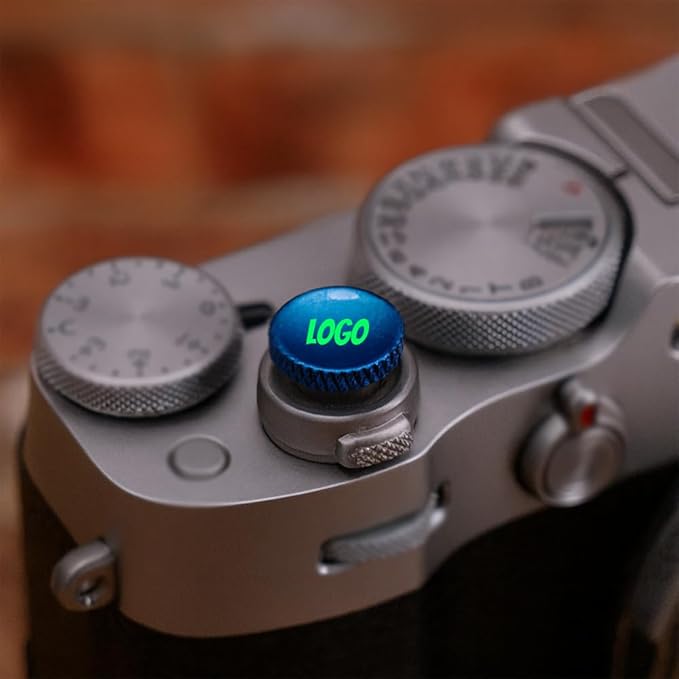 Custom Metal Soft Shutter Release Button with Personalized Logo, Text or Image, Compatible with Fujifilm Threaded Models, 2-Pack (Red)