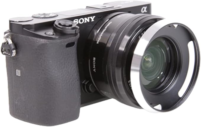 40.5 mm Metal Lens Hood Dedicated Lens Hood Shade Protector Vented Hood Compatible with Sony Alpha a6600 A6400 A6300 A6000 with 16-50mm Lens/Nikon 1 Nikkor 10-30mm Lens (Silver)