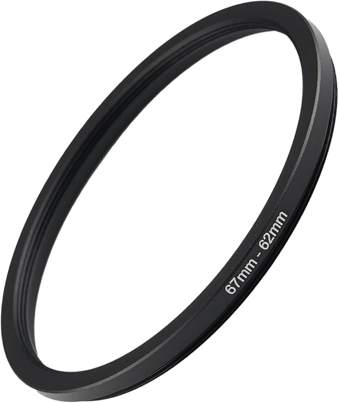67mm to 62mm Step-up Adapter Rings Filter Adapter Black Metal Step Down Filter Ring Adapter Compatible with All Brand UV CPL ND Camera Lens Filter Stepping Rings (67mm-62mm)