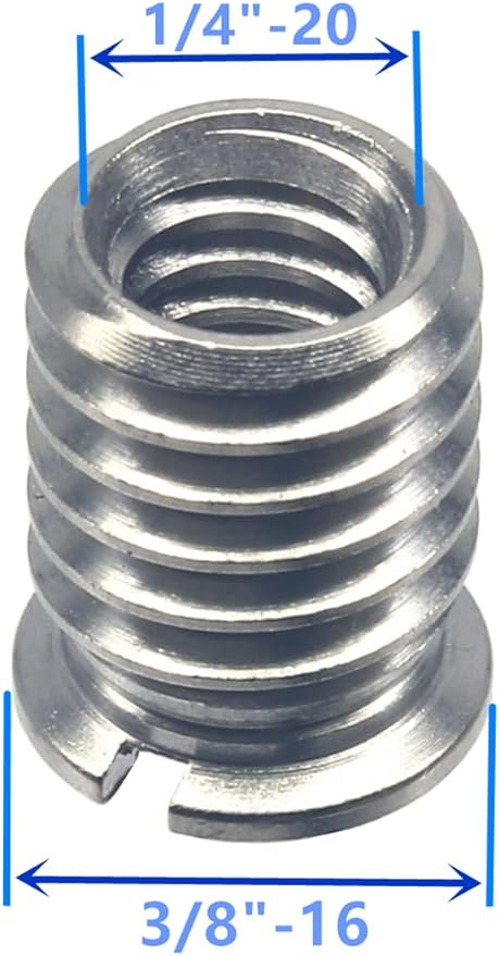 Stainless Steel 1/4"-20 Female to 3/8"-16 Male Convert Screw Adapter 6 Pieces 12.5mm Height