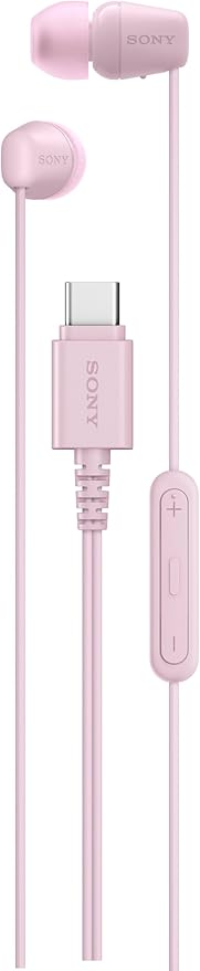 Sony IER-EX15C USB-C Plug, Wired in-Ear Headphones for iPhone and Android Phones, with Built-in Multi-Function Button, Volume and Mic Control, Supports USB Audio Class 1.0 Devices, Pink