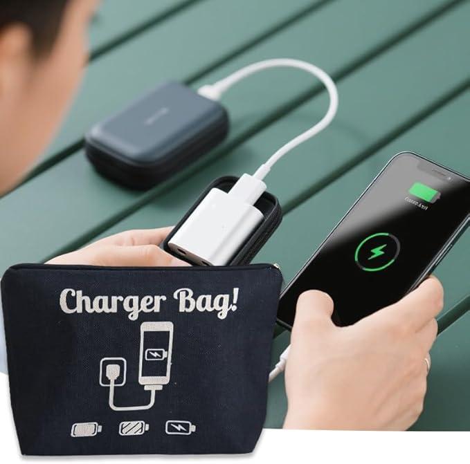 ShiQiao Spl Chargers Organiser Bag Black Charging Cables Travel Toiletry Pouch Electronic Charger Organiser Makeup Bag with Zipper Birthday Gifts for Mum Dad Charger Makeup Cosmetic Bags pouches