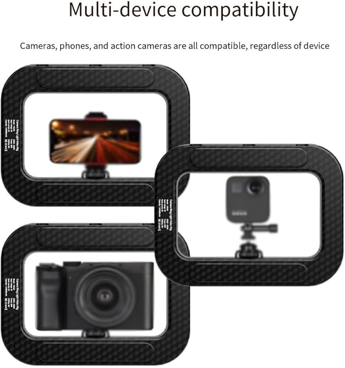 Smartphone Video Rig with Light, Handheld Ring Selfie Light Kit, Rechargeable Portable LED Mobile Video Stabilizer Lamp for Camera Video Recording