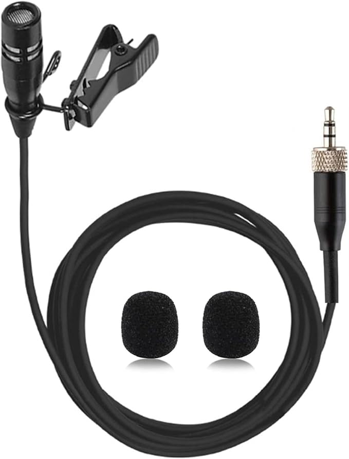 Lavalier Lapel Microphone Unidirectional Condenser Super Cardioid Mic Compatible with Sennheiser Wireless Bodypack Transmitter System with 3.5mm Female Screw Plug