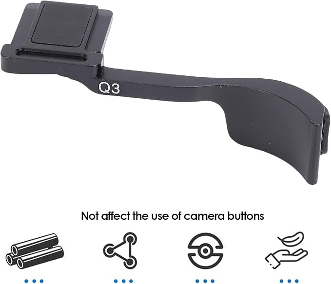 EBTOOLS Thumb Up Grip, CNC Machined Aluminum Alloy Thumb Rest for Q3 Camera, with Anti Scratch Silicone Pad for Stable Hand Hold (Black)