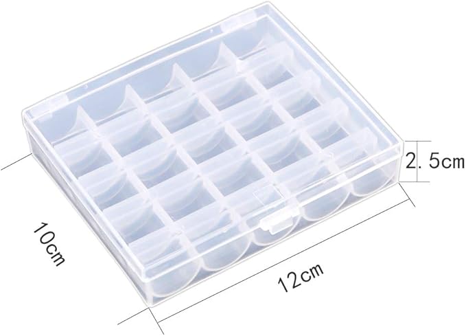 AKIRO 25 Slots Empty Bobbins Spools Box, Sewing Craft Plastic Case Storage Box for Sewing Machine 2 Pack