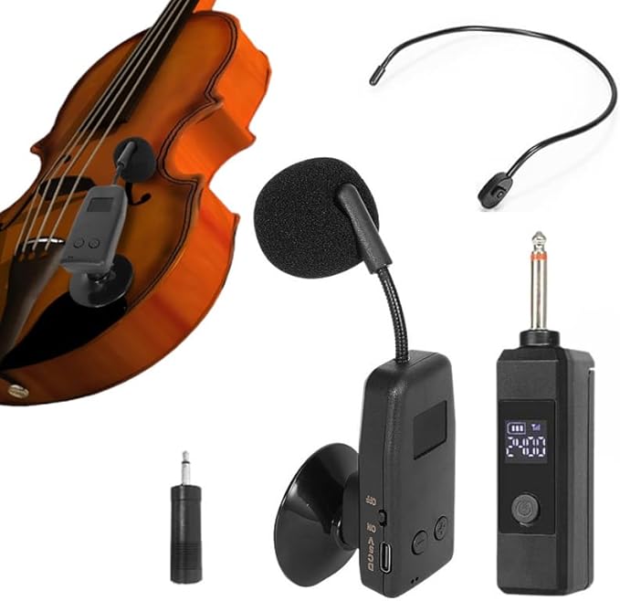 Wireless Violin Microphone with Suction Cup，Plug&Play Professional Sound Amplification for Acoustic Violin, Fiddle Performance and Recording