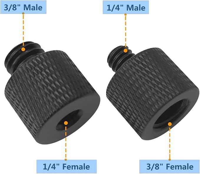Threaded Tripod Screw Adapter Double Head Stud Standard Mounting Thread Converter 1/4" Male to 3/8" Female Adapter Set for Camera Cage Mount Light Stand Monopod Shoulder Rig Tripod,Camera Monitor