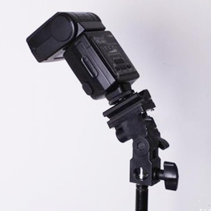 Artibetter DSLR Camera Flash Bracket with Swivel Light Stand Mount Adjustable 180 Pitch Flash Holder with Umbrella Locking Screw for Photography Accessories