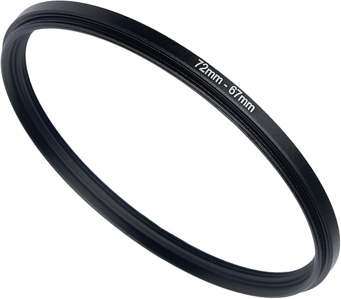 72mm to 67mm Step-up Adapter Rings Filter Adapter Black Metal Step Down Filter Ring Adapter Compatible with All Brand UV CPL ND Camera Lens Filter Stepping Rings (72mm-67mm)