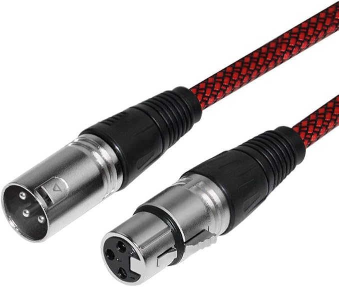 15ft 2Pack XLR Cable - Male to Female, Nylon Braided Balanced Mic DMX Cable Patch Cords with Oxygen-Free Copper Conductors