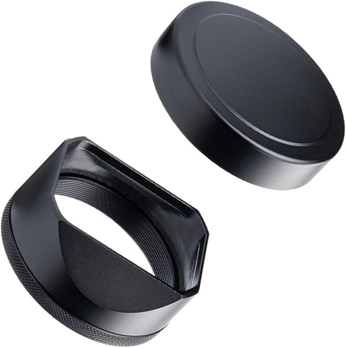 Metal Square Lens Hood (with Cap) with 49mm Adapter Ring for Fujifilm X100V/X100VI Camera Accessories (X100VI-Lens Hood-Black)