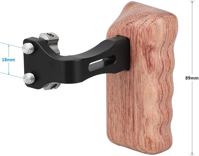 CAMVATE Wooden Handle Grip with 1/4"-20 Thumbscrew Knob for DSLR Camera Cage Rig (Left Hand) - 2218
