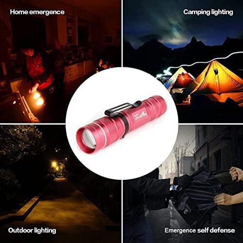 ULTRAFIRE Mini Pocket LED Flashlight with 1.5V AA Alkaline Battery, Zoomable 300 Lumen 3 Modes Bright Small EDC Flashlight Tactical Torch for Kids Children Outdoor Camping (Pink)