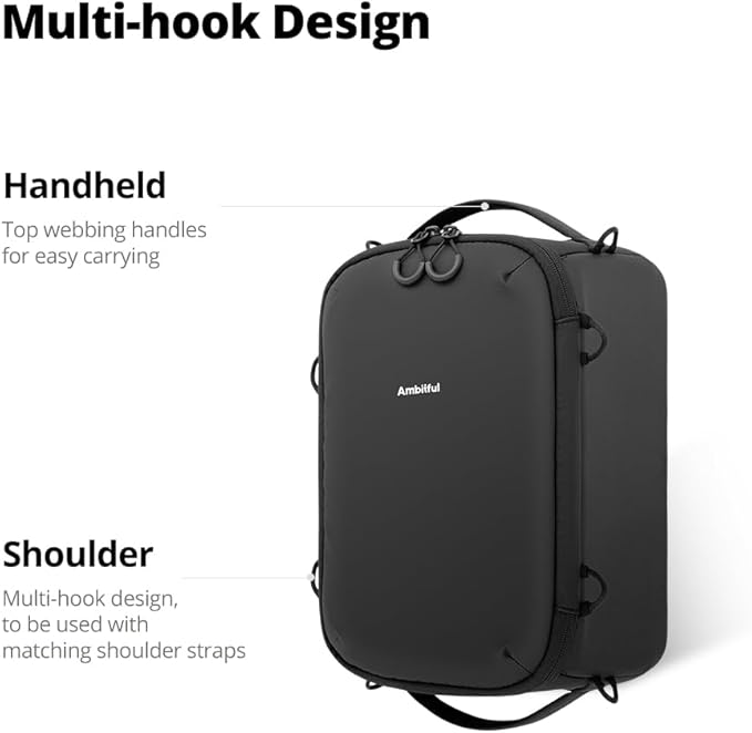 AMBITFUL Water-Resistant Camera Insert Case,with DIY Dividers, Removable Shoulder Strap, Padded Camera Bag,for DSLR SLR Mirrorless, Compatible with Canon Nikon Sony, Black(Om Cube-M)