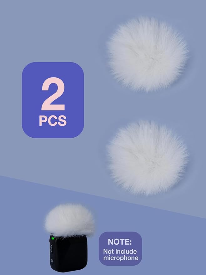 YOUSHARES Microphone Wind Muff Compatible with DJI Mic Mini - 2 Packs Furry Windproof Cover Suitable for DJI MINI 2024 Wireless to Reduce Wind Noise
