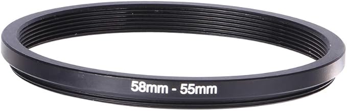58-55 Step Down Rings 58mm to 55mm Step Down Rings Metal Camera Lens Filter Ring Adapter 58 55 Black for Filters Adapters Lens Lens Hoods