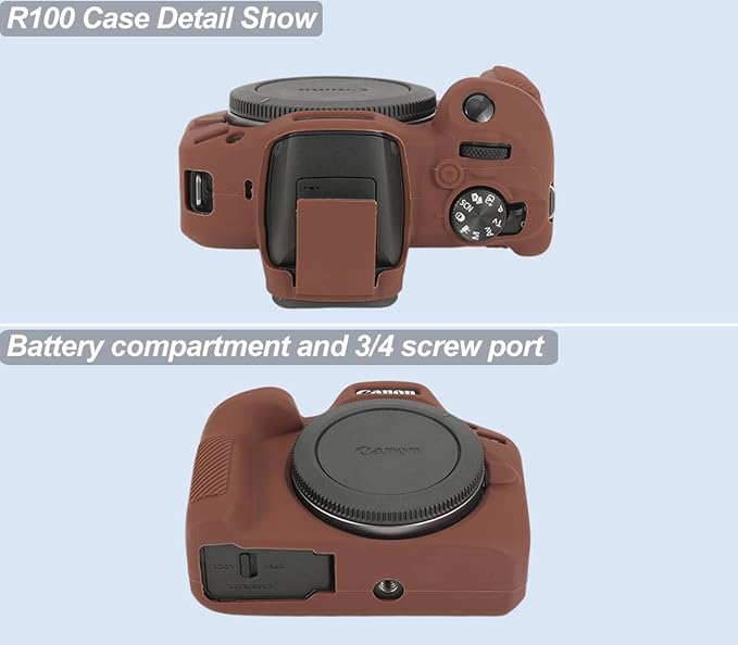 Pocoukate Case for Canon EOS R100 Camera, Soft Silicone Protective Cover Skin with EOS R100 Screen Protector Accessories for EOS R100 Mirrorless Camera Silicone Case - Coffee