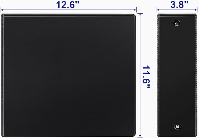 Comix Sturdy Round Ring Binder 3 inch with Clear View Cover, Holds 600 Sheets of US Letter Size Paper, 2 Pack (Black)