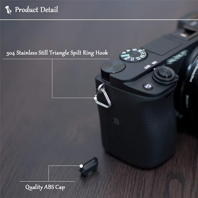 Lug Ring Camera Strap Triangle Split Ring Hook Plastic Cap Compatible with All Brand D-SLR Rangefinder Mirrorless Camera W/Round Eyelet(2 Pair)
