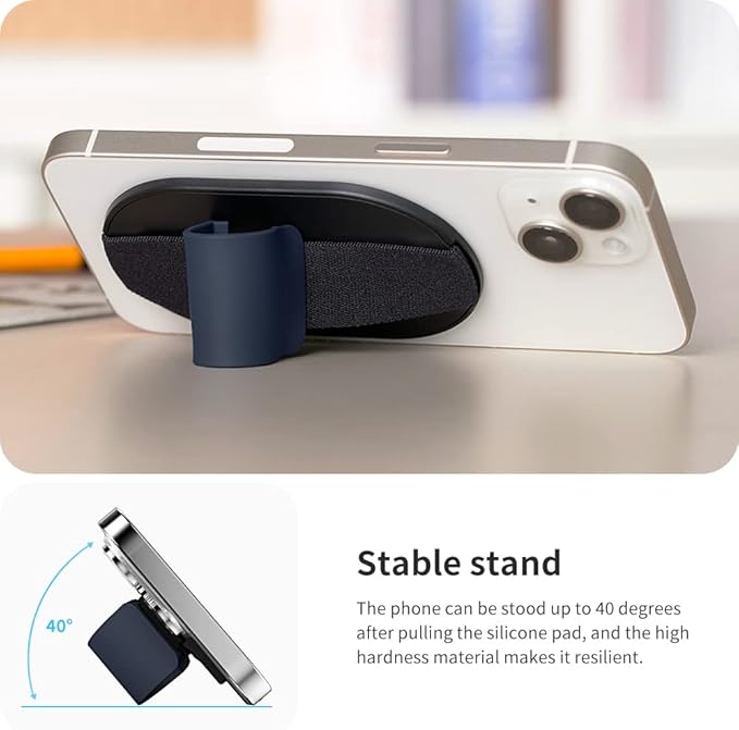 Sinjimoru for MagSafe Grip, Magnetic Phone Grip for MagSafe Stand, Strong Magnetic Phone Holder for iPhone 17 16 15 14 13. M-SGrip Navy