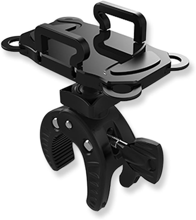 Bike Mount, Bike Phone Mount Motorcycle Baby Carriage Bicycle Mic Stand Cell Phone Holder Cradle with Rubber Strap 360 Degree Rotate for iPhone X 7 6s Plus 5s 5SE Sony Samsung (Black)