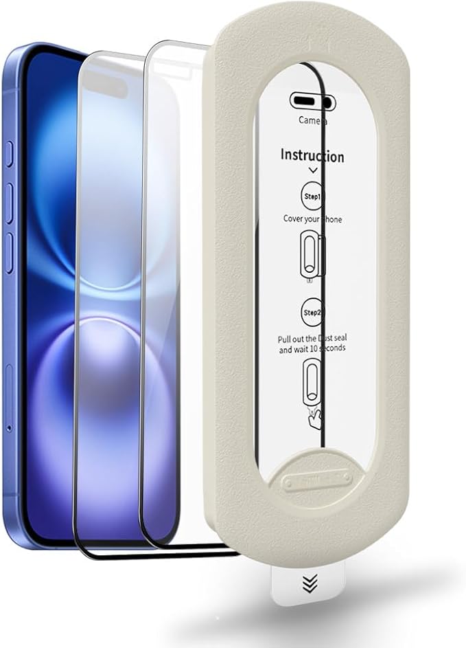 3 Packs Screen Protector for iPhone 15 Plus / 16 Plus, Easy Auto-Align Install Kit, 6.7" Tempered Glass, 9H Hardness, Ultra HD Clear, Case Friendly, with Installation Tool