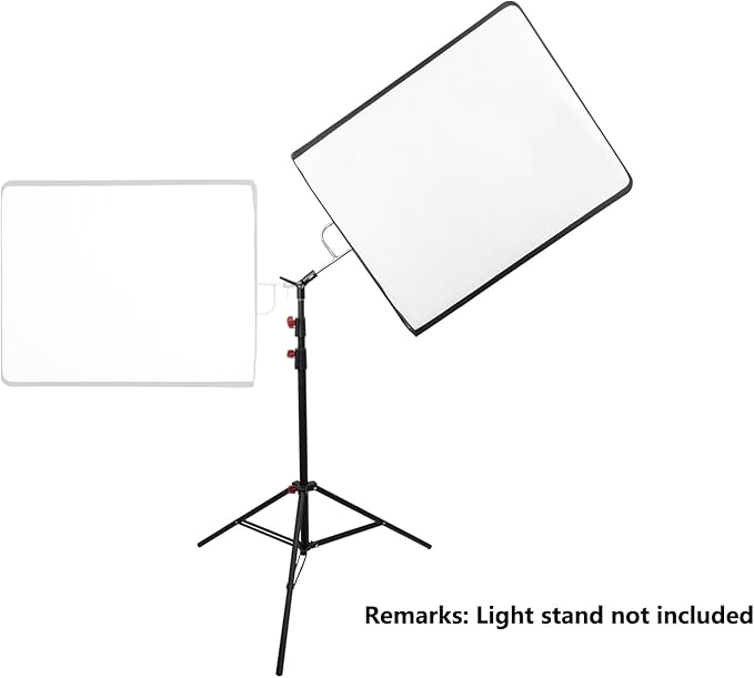 Photography Light Reflector Flag Kit, 30x35inches/75x90cm with Light Stand Adapter, 4-in-1 Gold/Silver/Black/White Diffuser and Translucent Diffuser, Foldable Stainless Steel Frame
