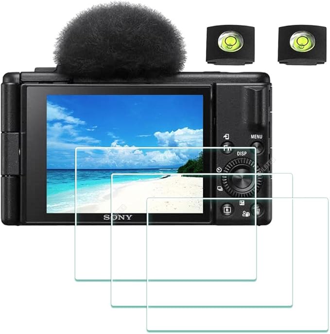ULBTER Screen Protector for Sony ZV-1F ZV1F Vlog Camera & Hot Shoe Cover 0.3mm 9H Hardness Tempered Glass Cover Anti-Scrach Anti-Fingerprint Anti-Bubble [3+2 Pack]