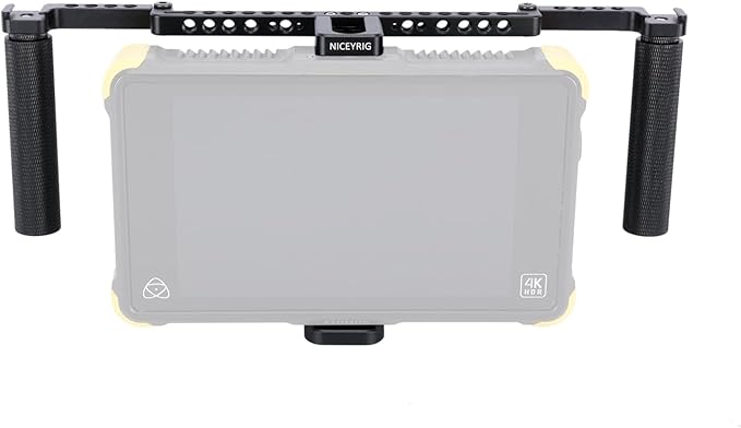 NICEYRIG Directors' Monitor Cage for LCD Monitor 5’’ to 7’’ Wireless Monitoring, Comfortabl Handheld Shooting Kit with Adjustable Handles, 1/4'' & 3/8'' Thread for Camera Accessories - 575