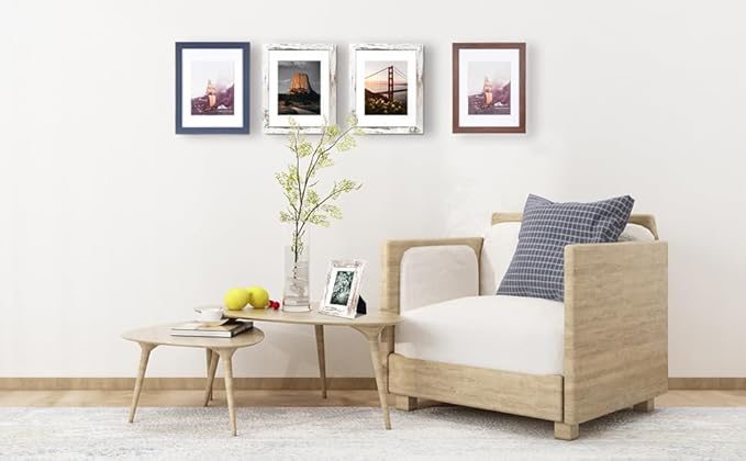 ennethan 11x14 Picture Frame Navy Blue 2 Pcs in 1 set Wooden Frame can Display 8x10 Picture with Mat for home decoration,holiday gift