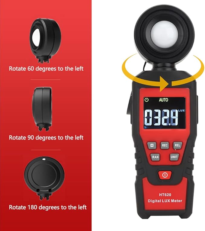 HT620 Portable Light Meter Digital Luxmeter Illuminometer Lux FC Measurement for Photography Studio Lighting Engineers ABS 185x60x30mm
