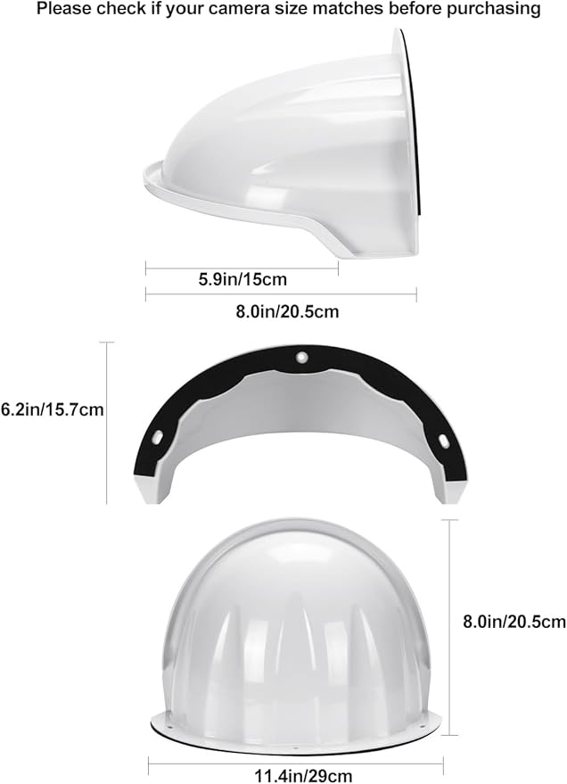 OWOKISO Universal Security Camera Sun Rain Cover Shield - Length 11.4", Width 8.0", Height 6.2" - Weatherproof Protective Roof for Dome/Bullet Outdoor Cameras (Black, 1Pack)