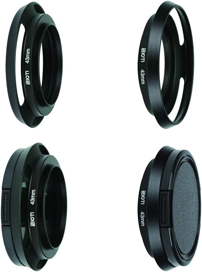 SIOTI 43mm Lens Hood, Oxidation Matte Anti Reflective Treatment, Aluminum Alloy, with 1 * 58mm Lens Cap, Compatible with Sony/Canon/Nikon/Fuji etc >24mm Camera Lens