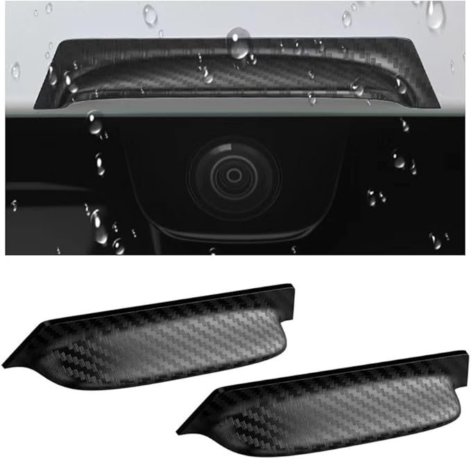 2PCS Backup Camera Rain Shield,Carbon Fiber Backup Camera for Car Anti-Rain Cover for Clear Rear View,Universal Reverse Cameras for Car Rain Cover Fits Cars/SUVs/Trucks (Black/2PCS)