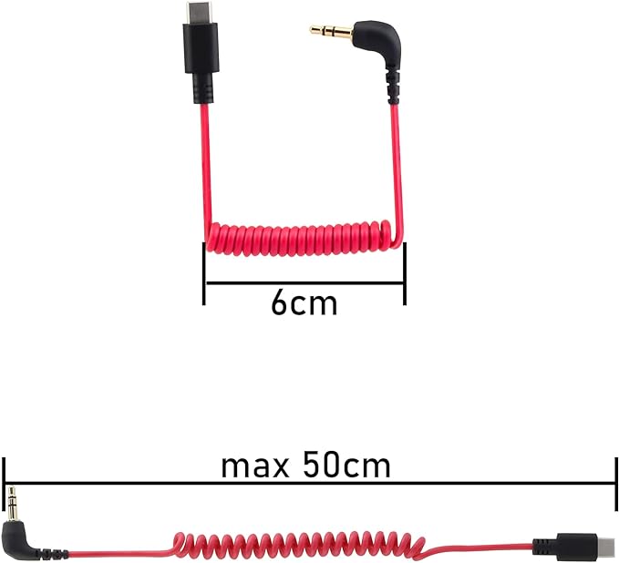 for Rode Wireless GO 2 / ME/Pro USB C to 3.5mm TRS Microphone Adapter Mic Cable, for Hollyland Lark M1 / M2 / MAX / 150 / M1 / MAX Duo DAC Coiled Cable for Android iPhone 15
