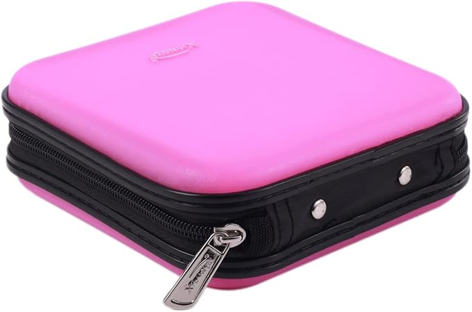 CD DVD Wallet, 32 Capacity Heavy Duty, DVD CD Case Holder for Car,Portable DVD/VCD Storage Disk, Hard Shell Sturdy case, Car CD Disk Holder,Booklet, Blu-ray Wallet (32 Capacity,Peach)