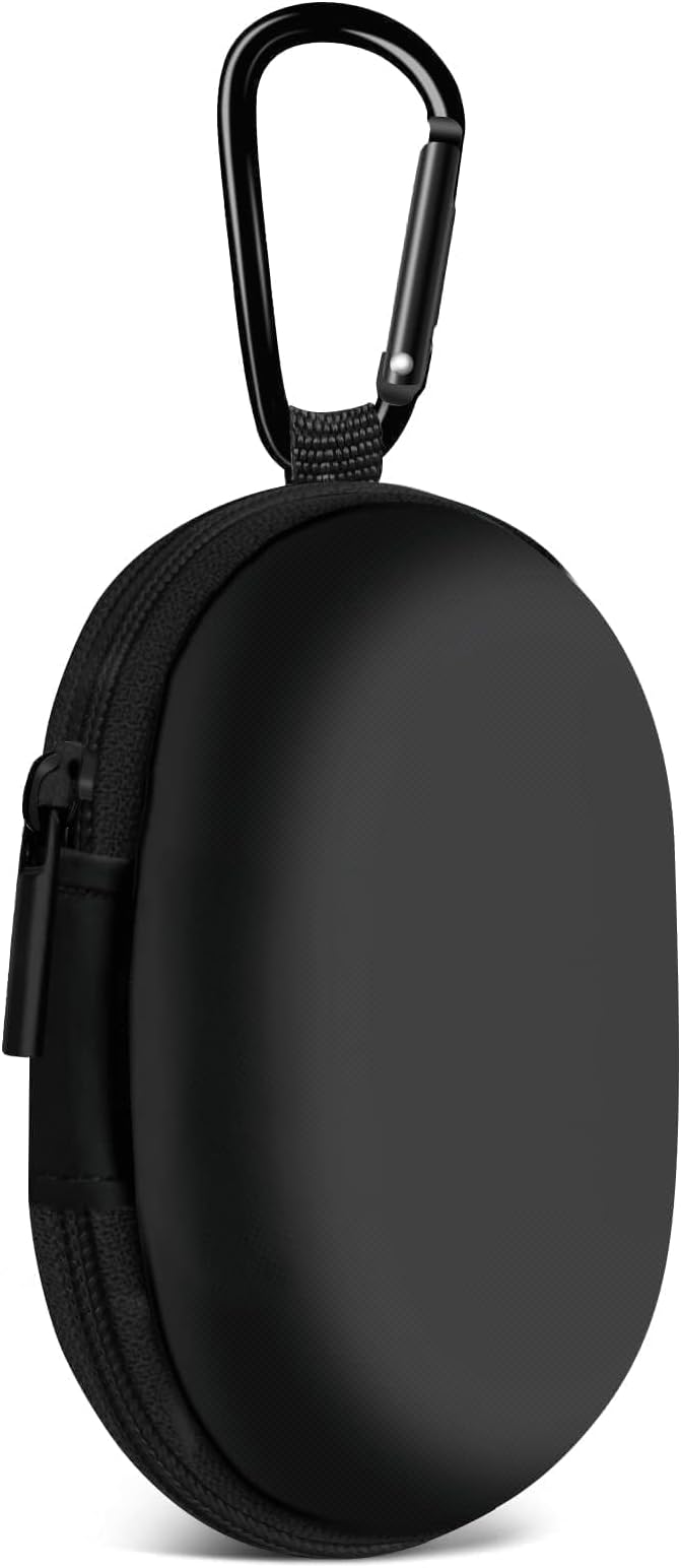 MOLOVA for Earbuds Carrying Case, Small Oval Storage Cases, Portable Storage Earbud Pouch Bag for Earbuds, in-Ear Headphones, Earphones, Headsets, USB Charging Cable, Black