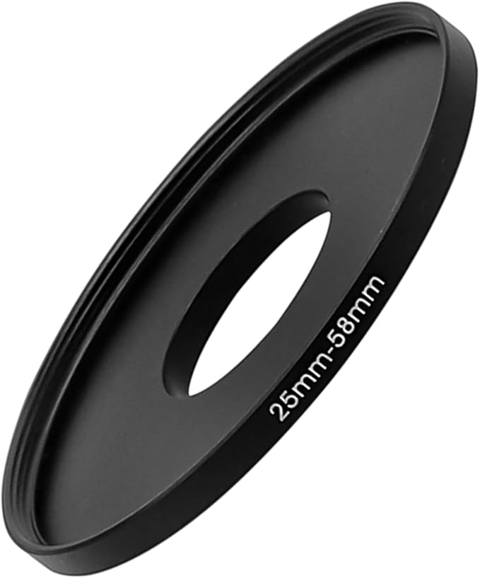 25mm to 58mm Step Up Ring, Screw-in Adapter Ring for 25mm Lens Install 58mm Filter or Camera Accessories