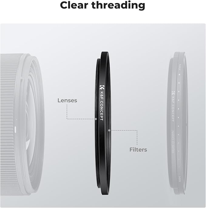 K&F Concept 55-67mm(2 Pcs) Step-Up Ring Adapter, 55mm to 67mm Step Up Filter Ring for 55mm Lens Install 67mm ND CPL UV Lens Filter