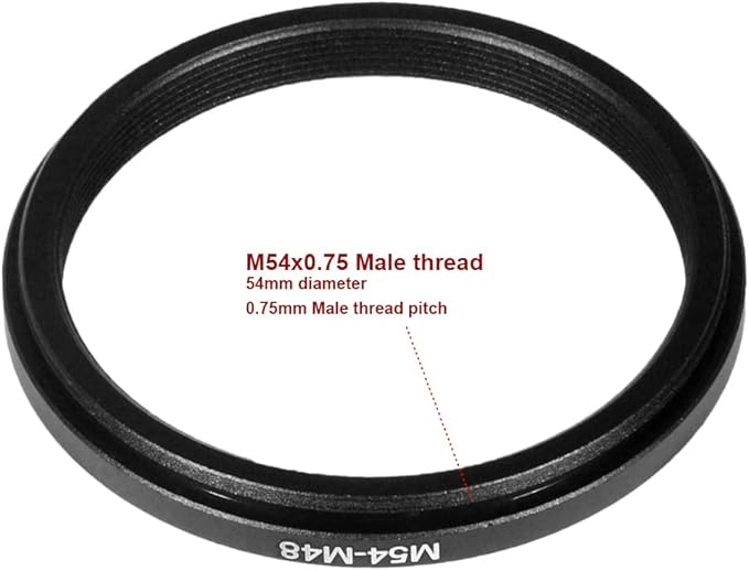 Metal M54 to M48 Male to Female 54mm 0.75mm Thread Pitch to 48mm M54-M48 Step-Down Coupling Ring Adapter for Lens Filter Telescope