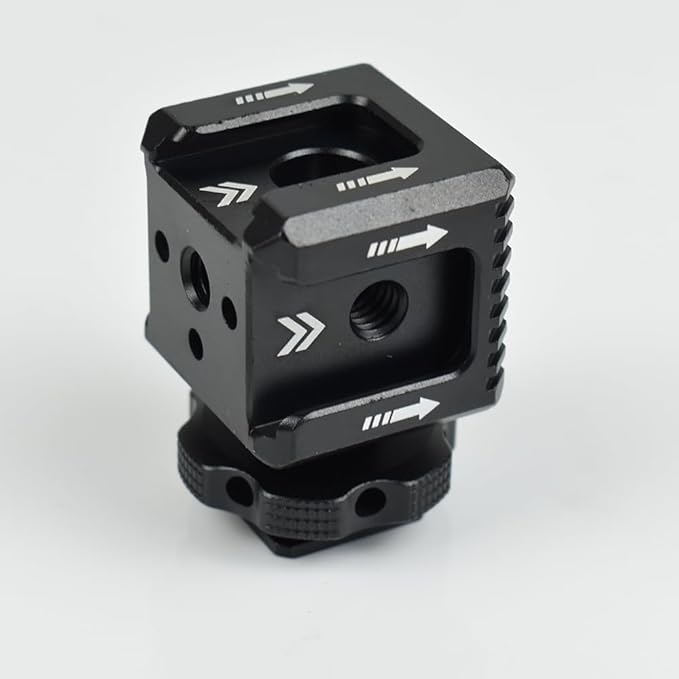 EaxanPic Triple Cold Shoe Mount Bracket, Camera Hot Shoe Mount Adapter with 1/4" Screw Holes for Flash Light Monitor Video Mic Compatible with Canon Nikon Camera Camcorder